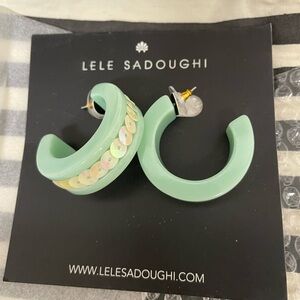 Lele Sadoughi sequin hoop earrings sea green new never worn